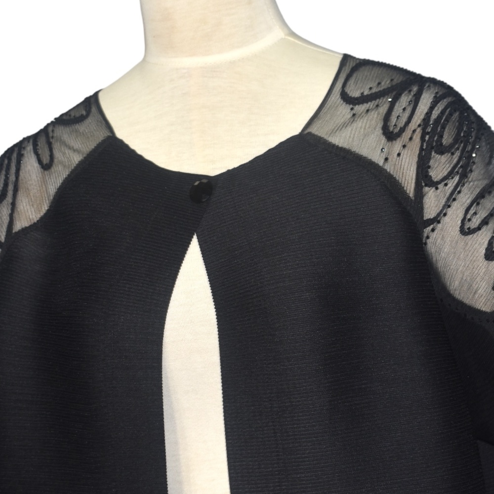 Masaki Matsuka Black Micro Pleated Plisse Duster Evening Jacket One Size OS M L - Picture 2 of 13